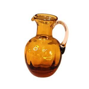 Vintage Amber Glass Mini Pitcher 4" Functional/ Decor FREE SHIPPING